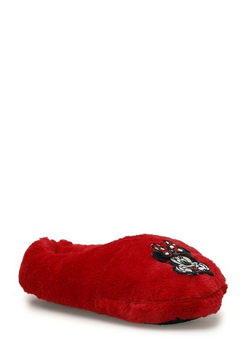 28 Beden Kız Çocuk Kırmızı Peluş Ev Terliği Minnie Desenli