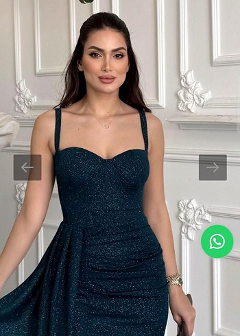 Zümrüt Yeşili Uzun Abiye Elbise - Görsel 2