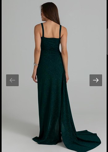 Zümrüt Yeşili Uzun Abiye Elbise - Görsel 6