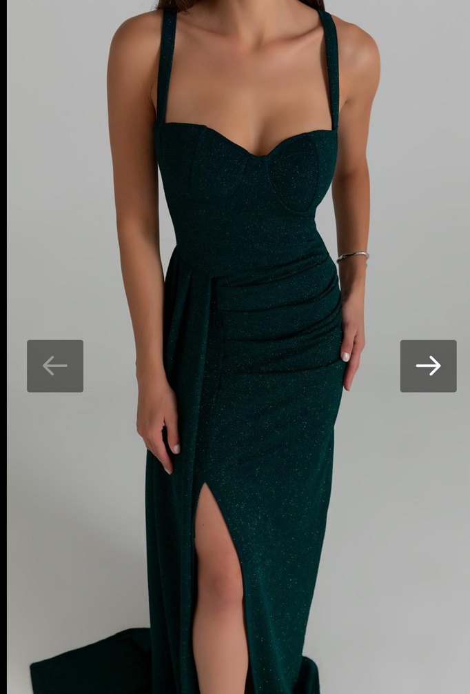 Zümrüt Yeşili Uzun Abiye Elbise - Görsel 5