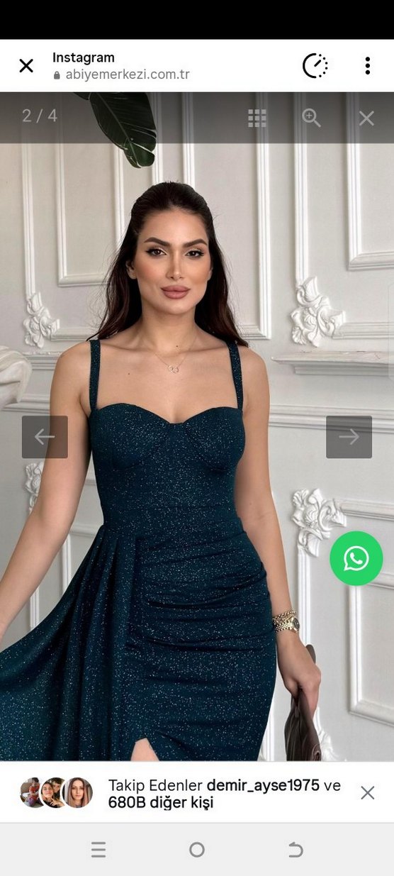 Zümrüt Yeşili Uzun Abiye Elbise - Görsel 2