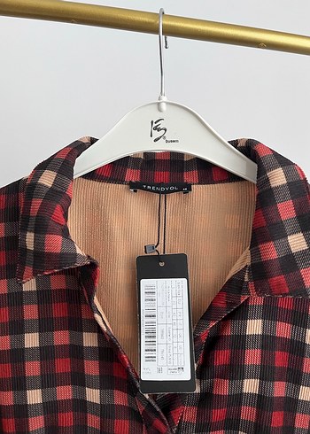 Bordo Kareli Mini Elbise, Düğmeli, Salaş Kesim - Görsel 2