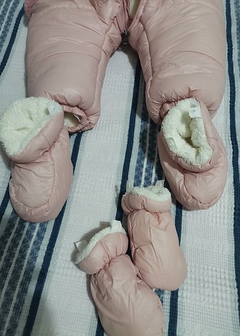 Diğer Pembe Peluş Detaylı Kapüşonlu Bebek Tulumu