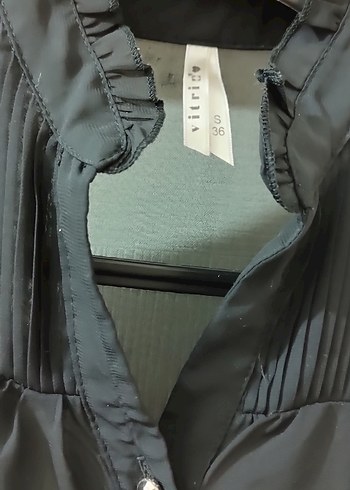 36 Beden gri Renk @vitrin @sifon Gri Pilili Yüksek Yakalı Kadın Bluz