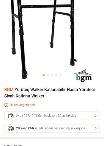 BGM Katlanabilir Siyah Hasta Yürüteci