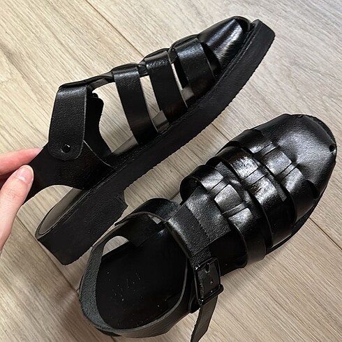 Hakiki deri eva taban sandalet
