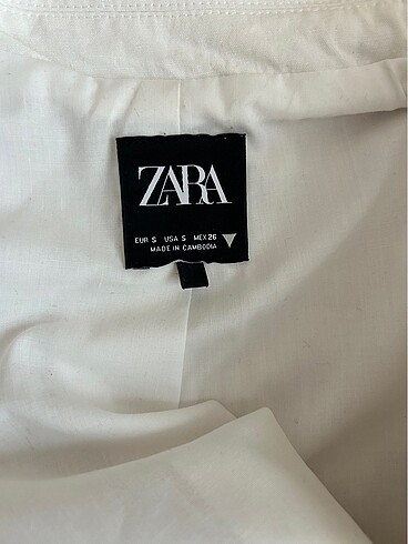 s Beden beyaz Renk Zara Beyaz Basic Crop Blazer Ceket