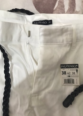 m Beden beyaz Renk Düz Beyaz Kadın Kumaş Pantolon