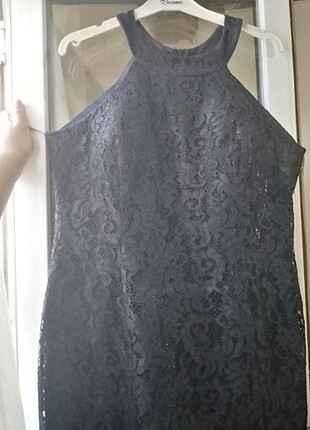 Siyah halter yaka midi boy abiye/elbise