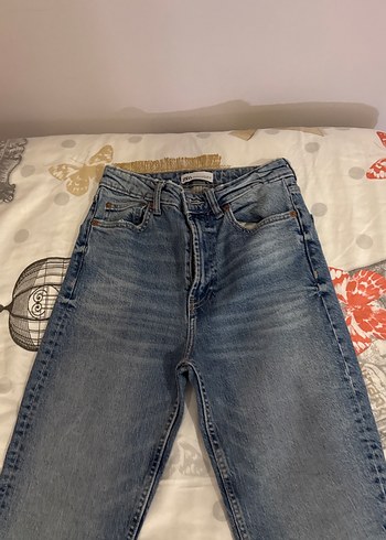 Zara Düğmeli Kadın Denim Pantolon