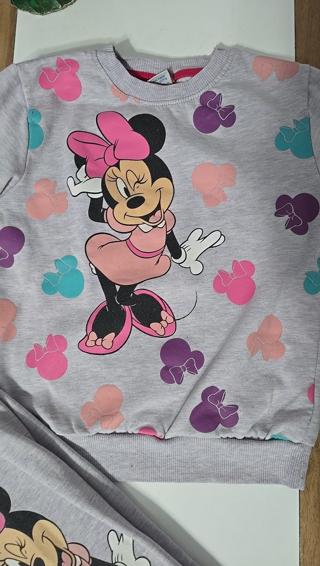 Kız Çocuk Gri Minnie Baskılı Eşofman Takımı - Görsel 2