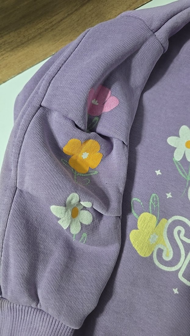 Mor Baskılı Kız Sweatshirt - Bohem Tarz - Görsel 2