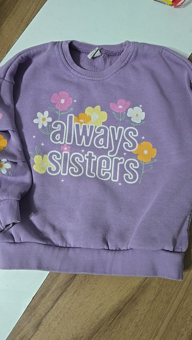 Mor Baskılı Kız Sweatshirt - Bohem Tarz - Görsel 5