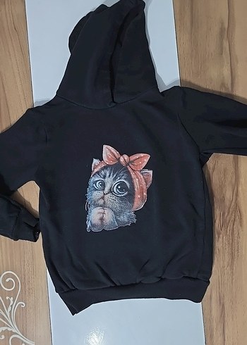 Kız Çocuk Kapüşonlu Baskılı Sweatshirt - Görsel 4