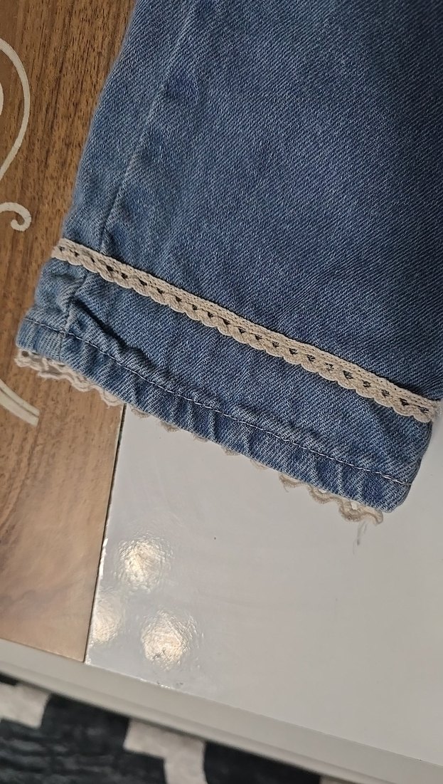 Kemerli Gri Kız Kot Pantolon - Görsel 2