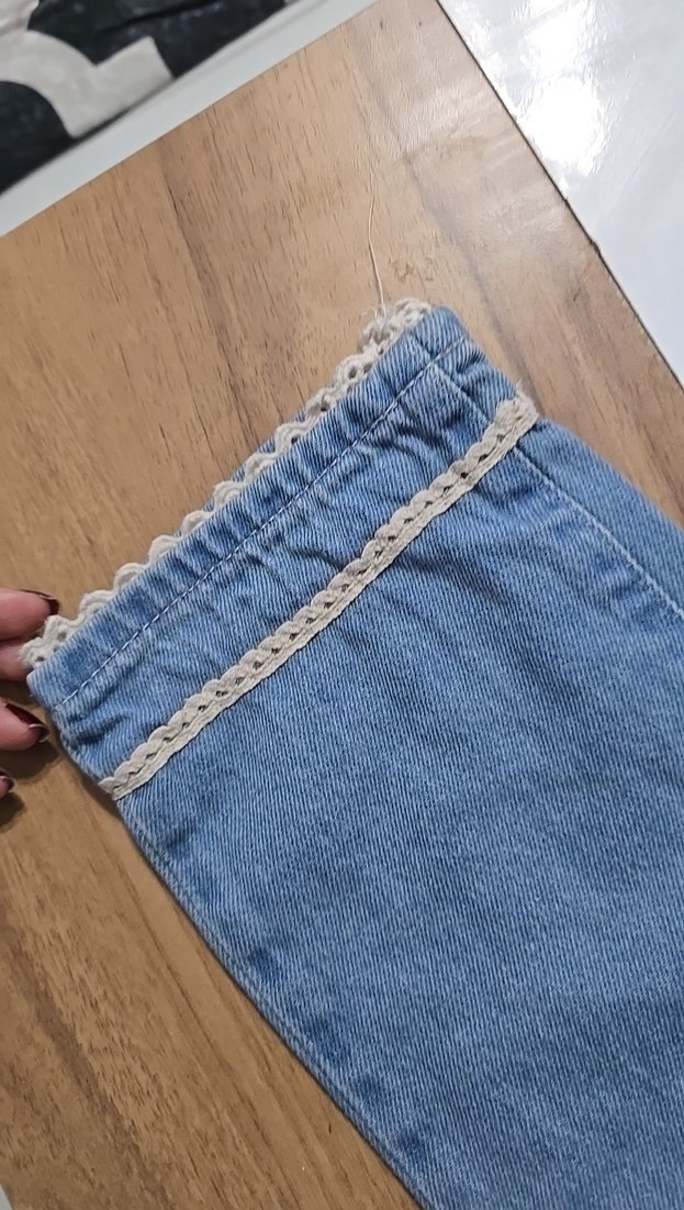 Kemerli Gri Kız Kot Pantolon - Görsel 5