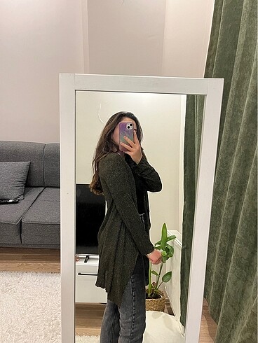 LC Waikiki Sim detaylı haki ince hırka