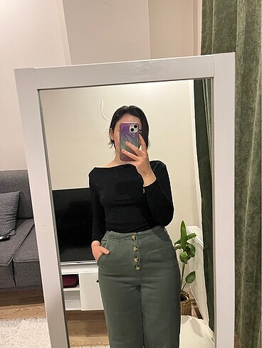 Trendyol & Milla Trendyolmilla haki kadife pantolon