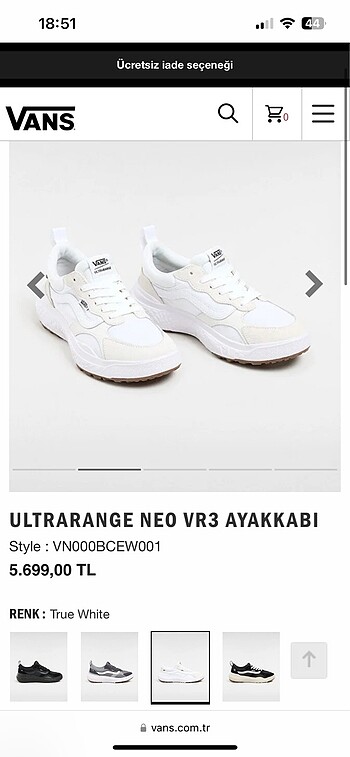 37 Beden beyaz Renk Vans ultrarange neo vr3 beyaz ayakkabı