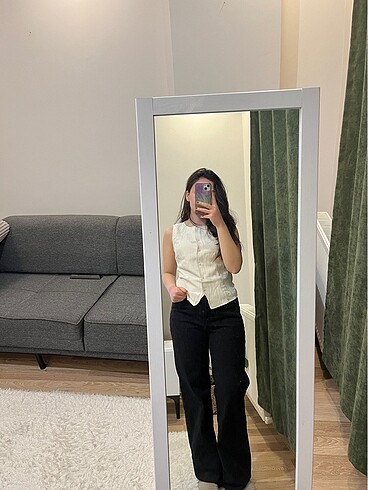 Siyah wide leg jean