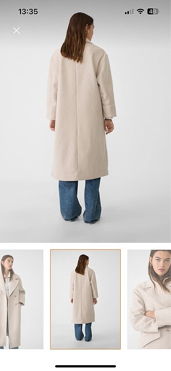 xs Beden Stradivarius yumuşak dokulu oversize kaban bej