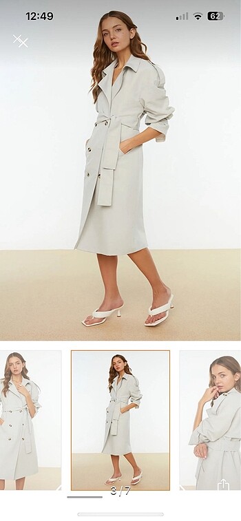 34 Beden Trendyolmilla taş rengi oversize trençkot