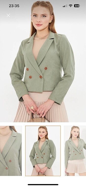 Trendyol & Milla Armonika Haki kruvaze yaka crop ceket - blazer