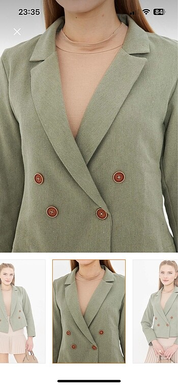 s Beden haki Renk Armonika Haki kruvaze yaka crop ceket - blazer
