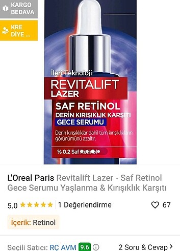 Beden Retinol Loreal Paris