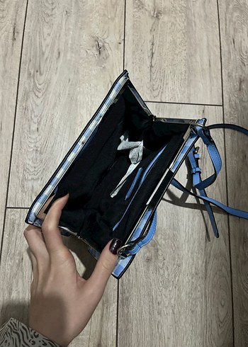 Mavi Kareli Tokalı Kadın Çanta - Görsel 6