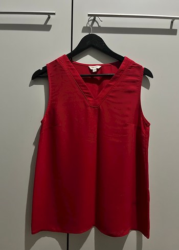 Kırmızı V Yaka Kadın Bluz - Görsel 2