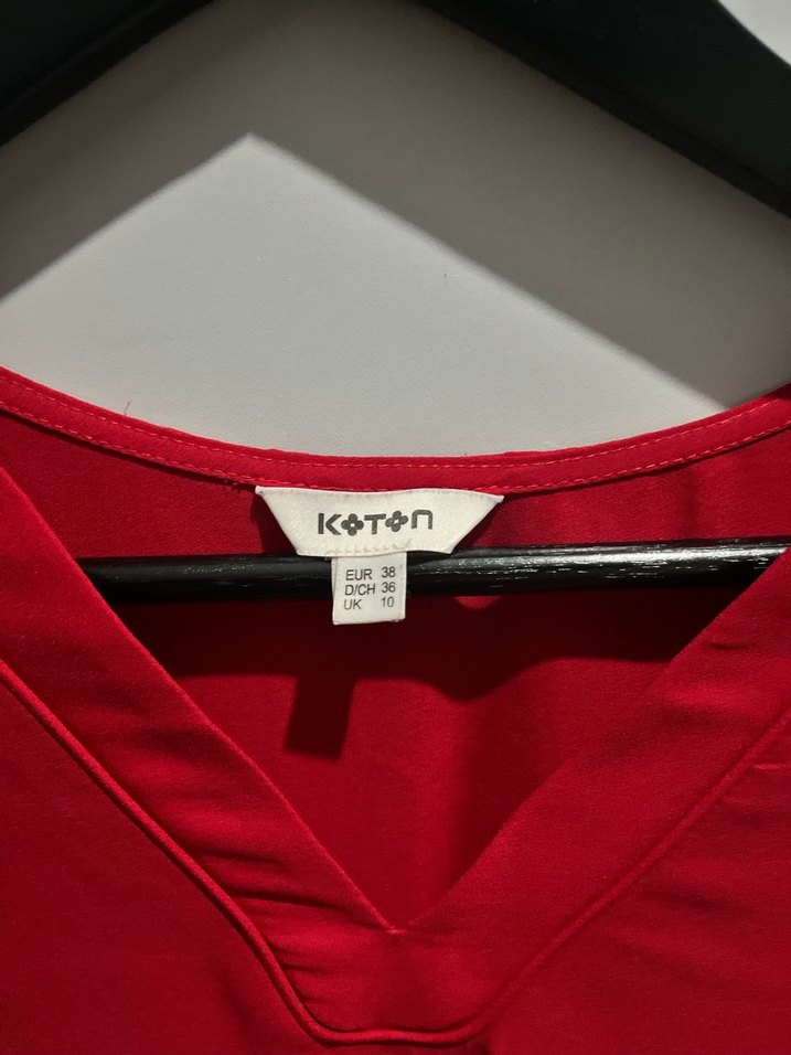 Kırmızı V Yaka  Kadın Bluz - Görsel 3