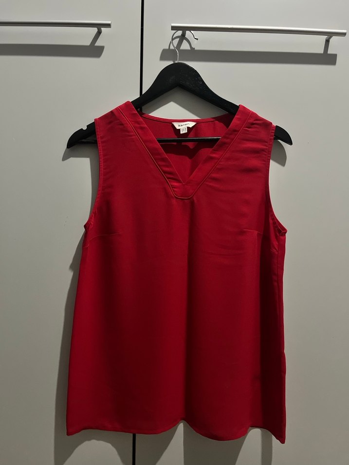 Kırmızı V Yaka  Kadın Bluz - Görsel 2