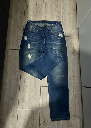 Kadın Mavi Bol Kesim Kot Pantolon - Görsel 4