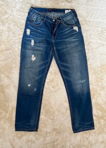 Kadın Mavi Bol Kesim Kot Pantolon - Görsel 9