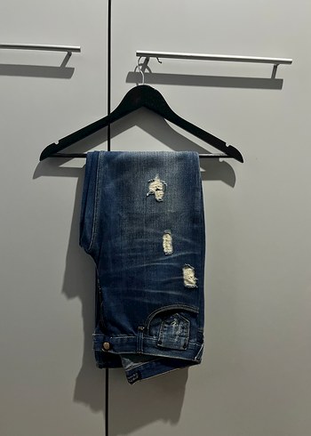 Kadın Mavi Bol Kesim Kot Pantolon - Görsel 2