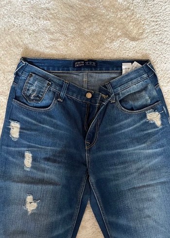 Kadın Mavi Bol Kesim Kot Pantolon - Görsel 8