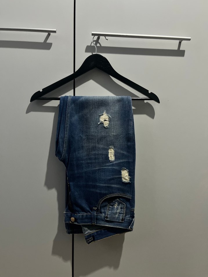 Kadın Mavi Bol Kesim Kot Pantolon - Görsel 2