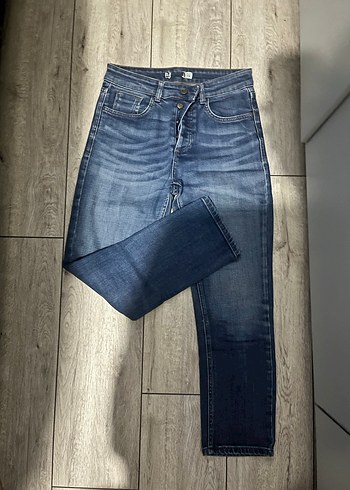 Kadın Mavi Kot Pantolon, İnce Kesim, Midi Boy - Görsel 5