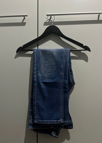 Kadın Mavi Kot Pantolon, İnce Kesim, Midi Boy - Görsel 3