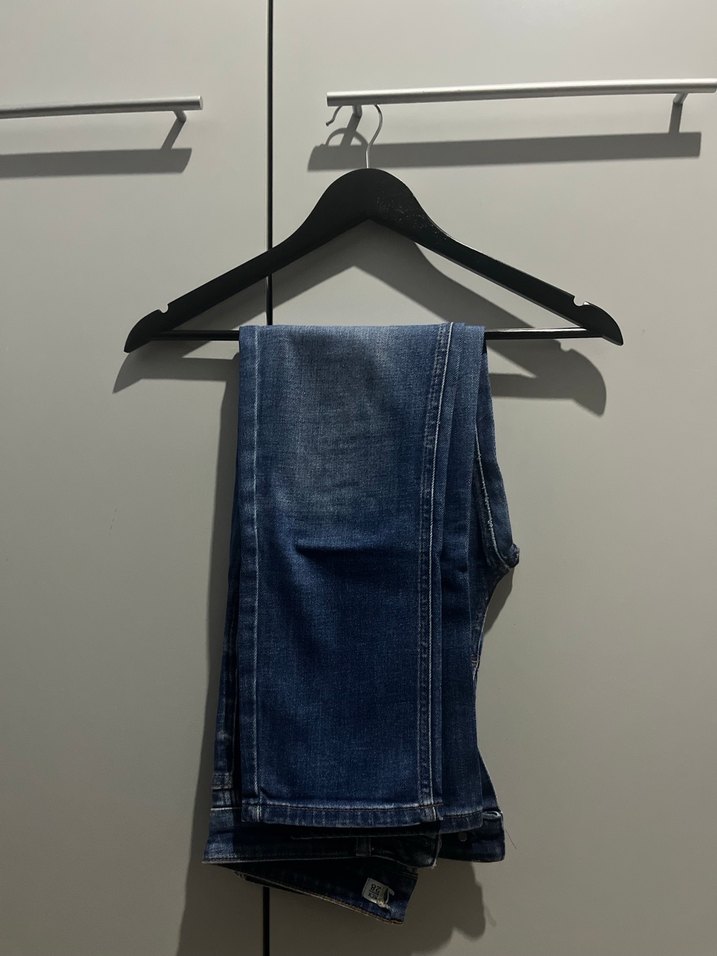 Kadın Mavi Kot Pantolon, İnce Kesim, Midi Boy - Görsel 3