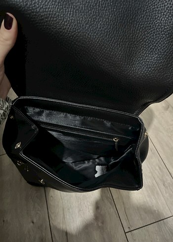 Kadın Siyah Deri Sırt Çantası - Görsel 6