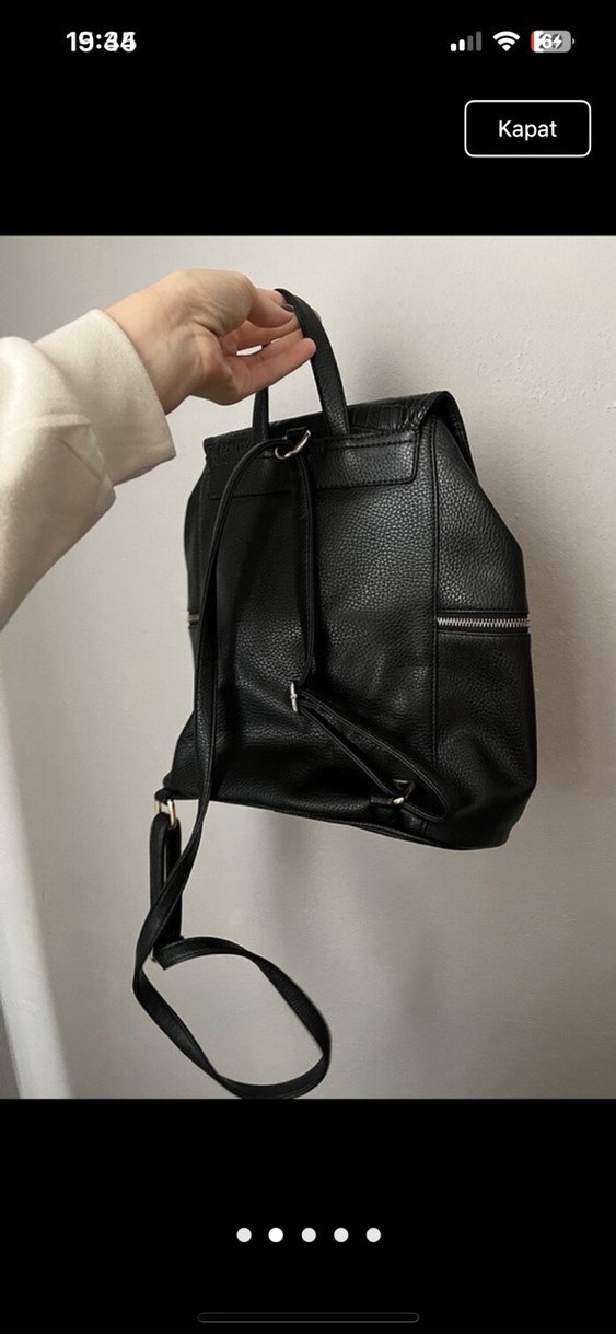 Kadın Siyah Deri Sırt Çantası - Görsel 2