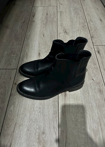 Siyah Deri Kadın Bot - Tokalı, Topuklu - Görsel 6