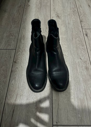 Siyah Deri Kadın Bot - Tokalı, Topuklu - Görsel 5