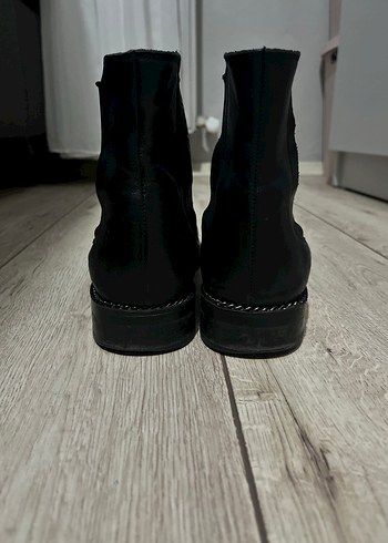 Siyah Deri Kadın Bot - Tokalı, Topuklu - Görsel 9