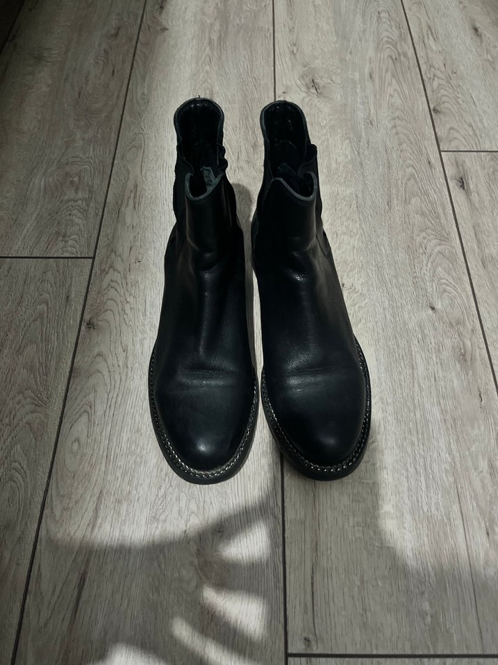 Siyah Deri Kadın Bot - Tokalı, Topuklu - Görsel 5