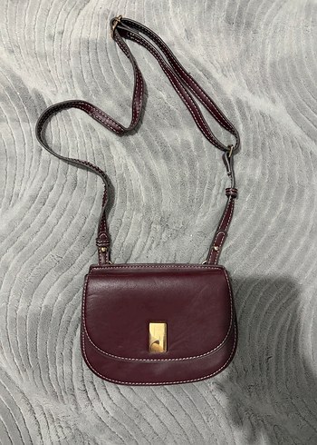 Bordo Deri Tokalı Kadın Çanta - Görsel 2