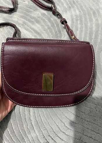 Bordo Deri Tokalı Kadın Çanta - Görsel 3