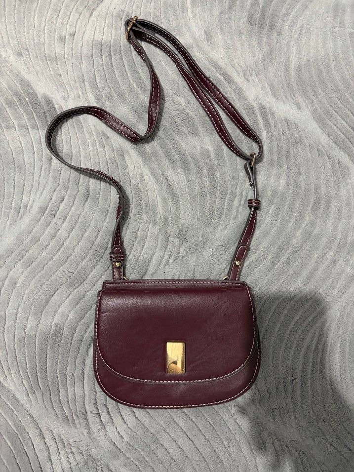 Bordo Deri Tokalı Kadın Çanta - Görsel 2